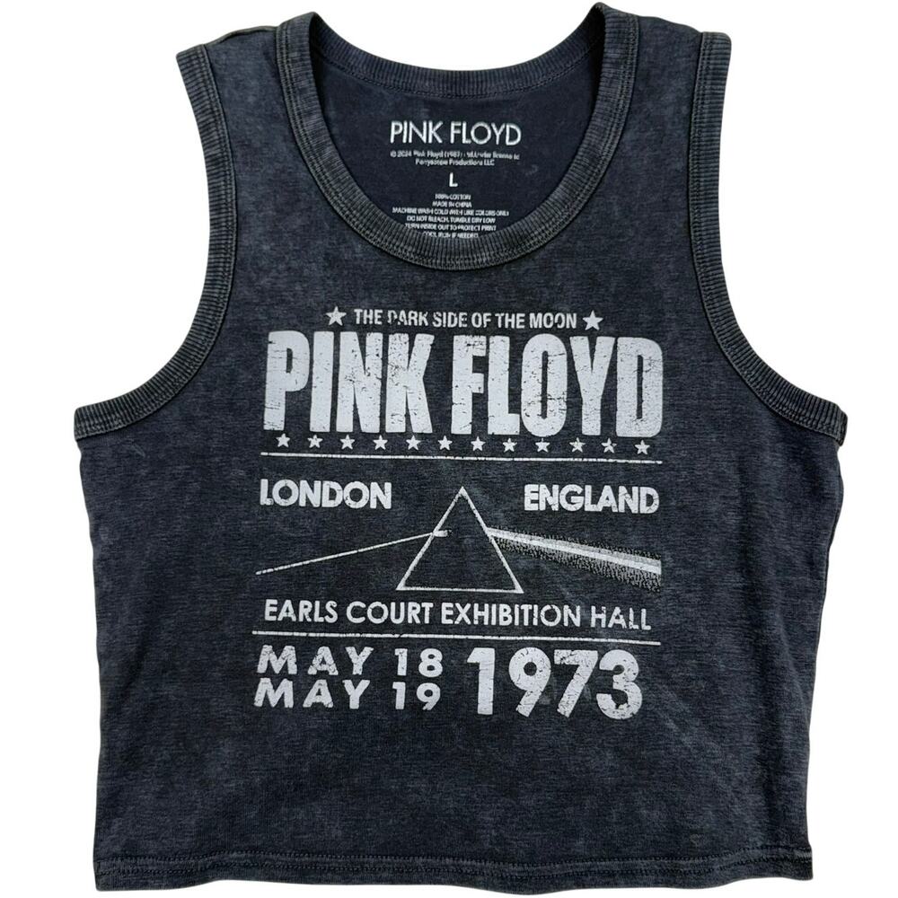 Pink Floyd Dark Side of the Moon London 1973 Crop Tank Top Black L